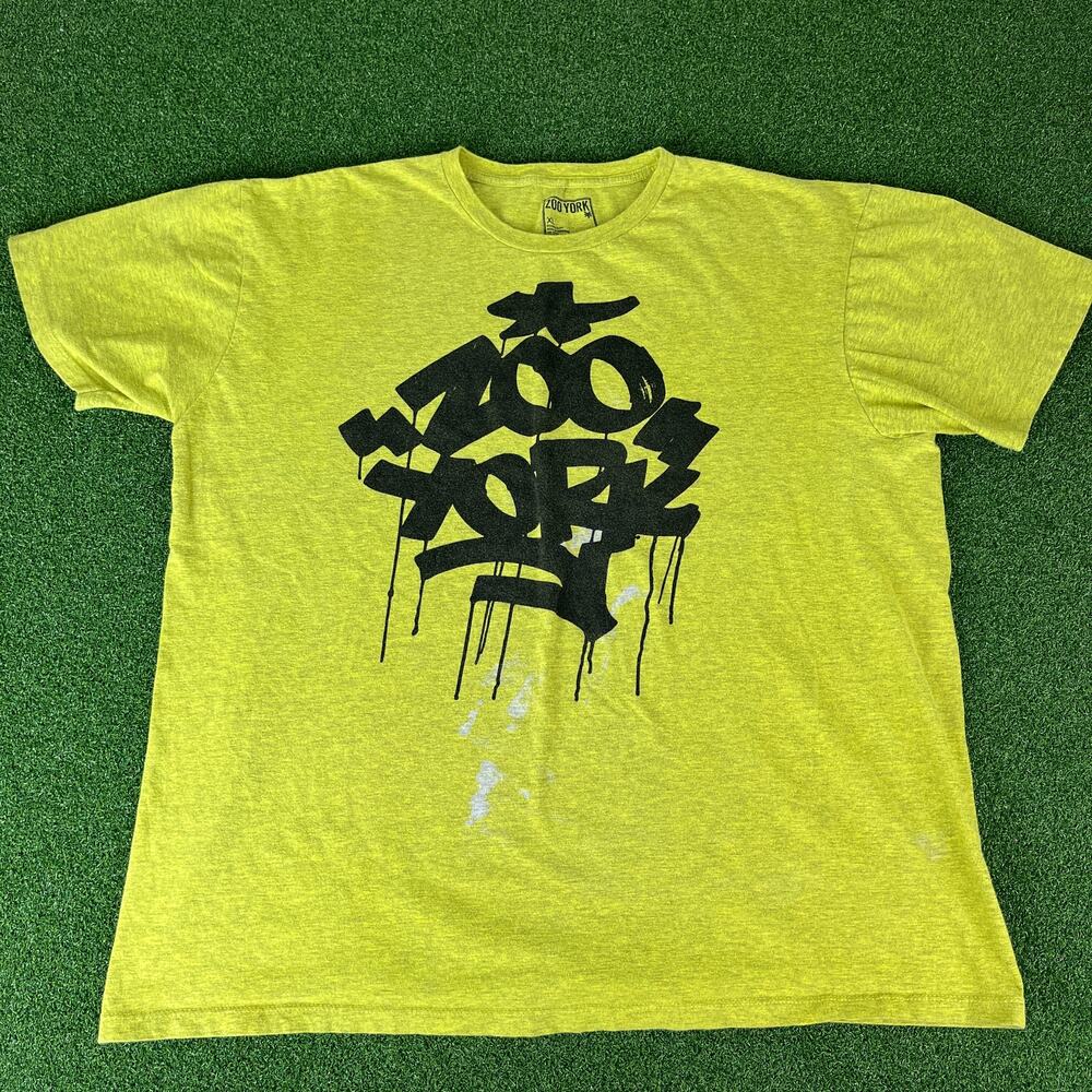 Zoo York Mens Yellow NYC Graffiti Skateboarding Graphic T-Shirt Sz XL